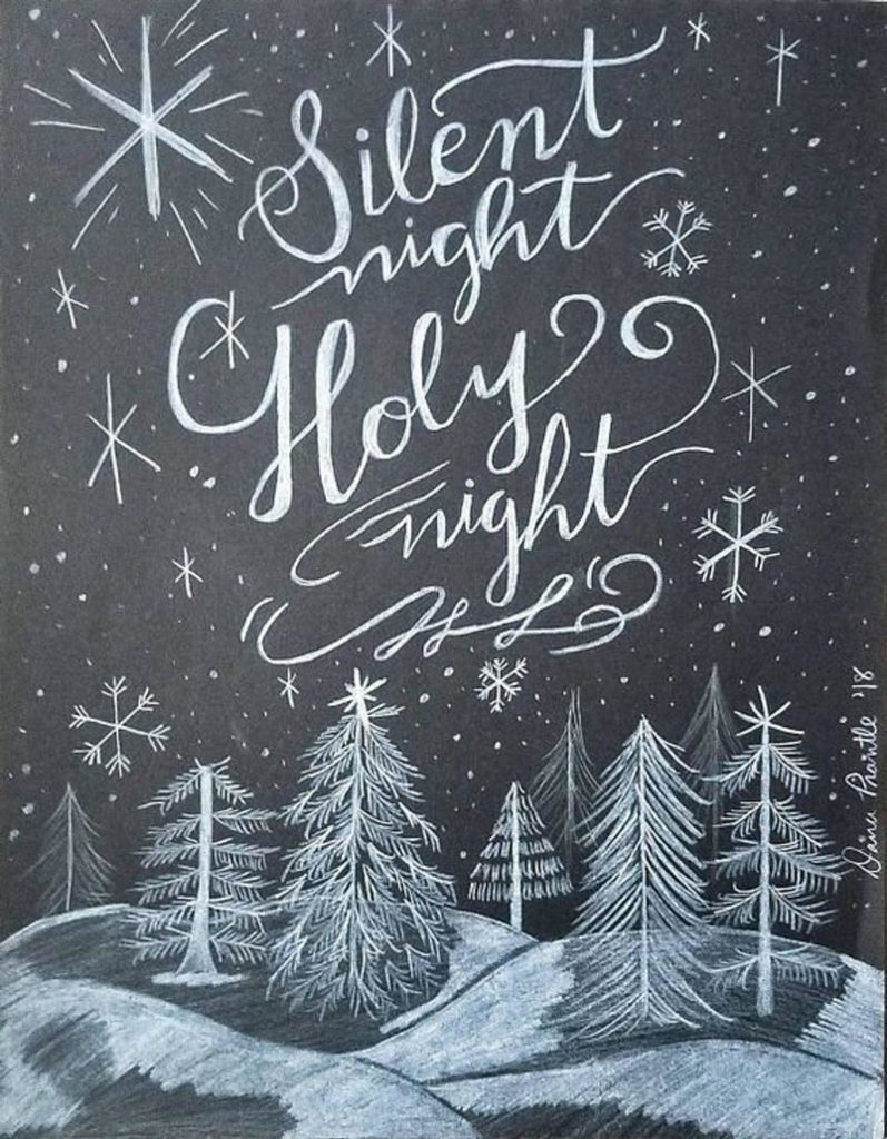Silent Night Holy Night chalkboard art