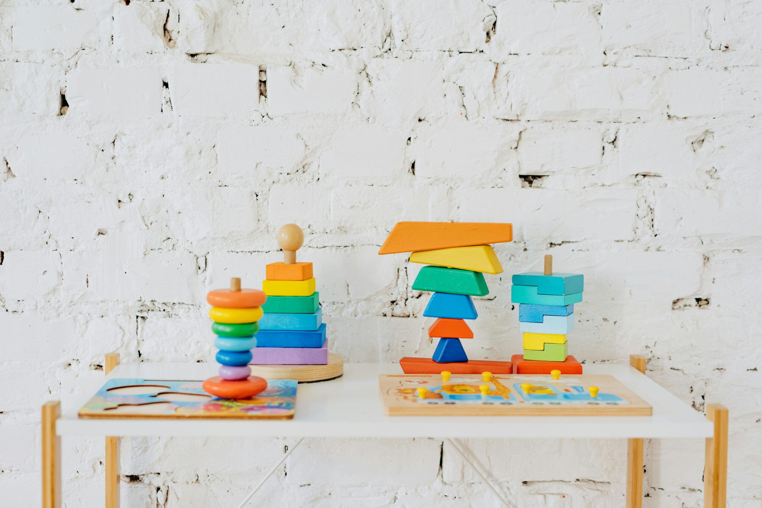 wooden blocks or colorful pre kindergarten supplies