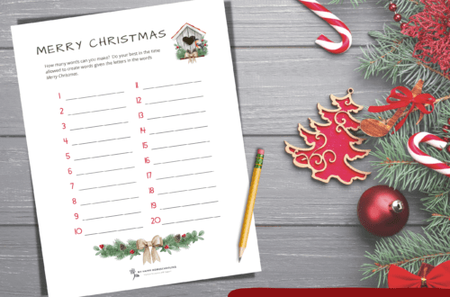 how many words can you make from merry christmas printable game