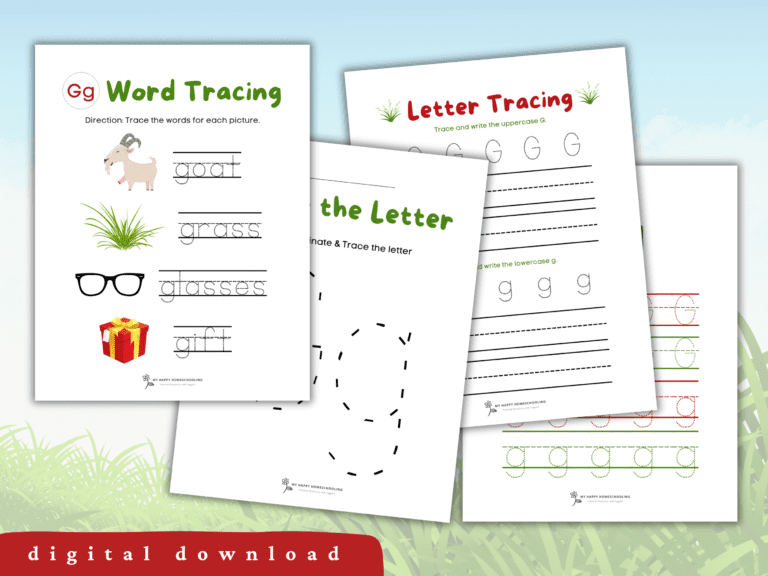 FREE Letter G Tracing Worksheet Printables