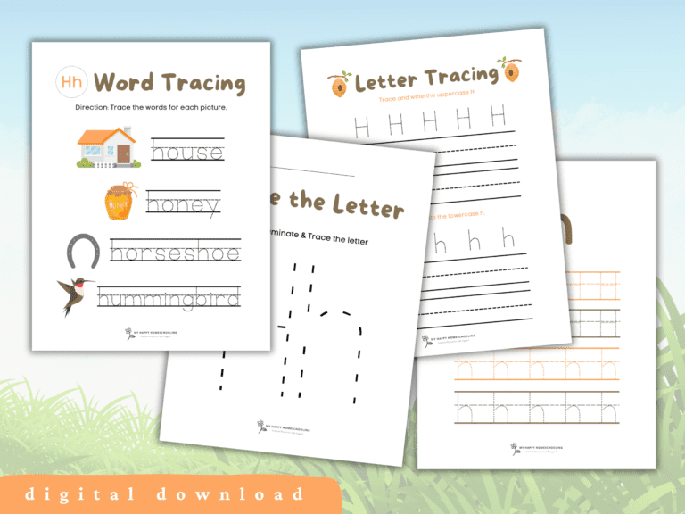FREE Letter H Tracing Worksheet Printables