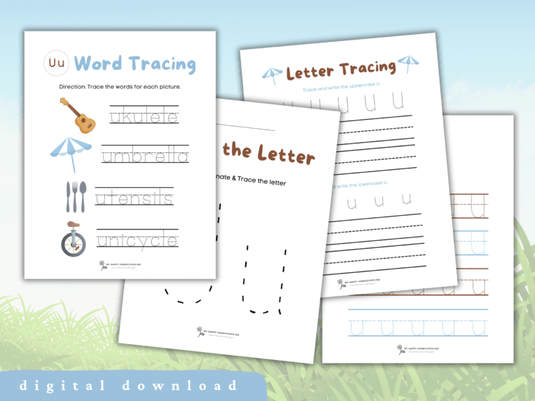 FREE Letter U Tracing Worksheet Printables