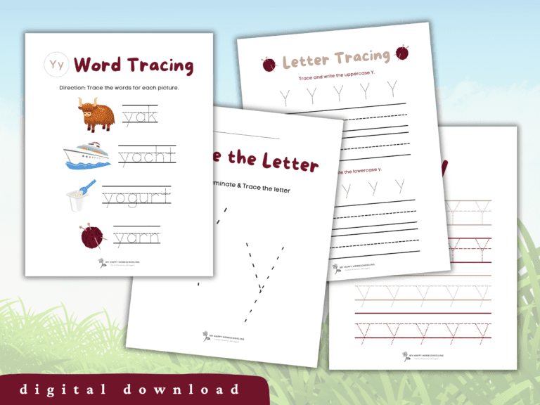 FREE Letter Y Tracing Worksheet Printables